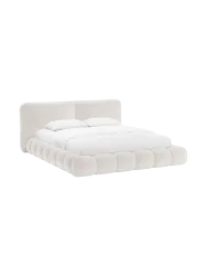 Design Polsterbett „Solange“ mit Ablagefach - Teddy Chenille Light Beige Chosen by Bloomingloft