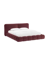Design Polsterbett „Solange“ mit Ablagefach - Teddy Chenille Kirschrot Chosen by Bloomingloft