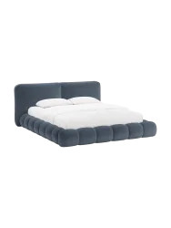 Design Polsterbett „Solange“ mit Ablagefach - Teddy Chenille Dunkelblau Chosen by Bloomingloft