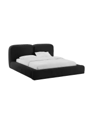 Design Polsterbett „Martina“ mit Ablagefach, Strukturstoff Beige dunkel Micadoni
