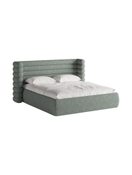 Design Polsterbett „Mount“ mit Ablagefach - Strukturstoff Moosgrün Chosen by Bloomingloft