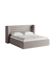 Design Polsterbett „Mount“ mit Ablagefach - Bouclé Greige Chosen by Bloomingloft