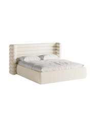 Design Polsterbett „Mount“ mit Ablagefach - Bouclé Elfenbein Chosen by Bloomingloft