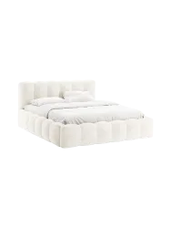 Design Polsterbett „Lupine“ mit Ablagefach - Chenille Light Beige Chosen by Bloomingloft