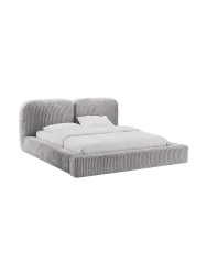 Design Polsterbett „Martina“ mit Ablagefach, Cord Hellgrau Micadoni