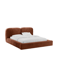 Design Polsterbett „Martina“ mit Ablagefach, Cord Terracotta Micadoni