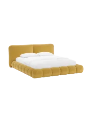 Design Polsterbett „Solange“ mit Ablagefach - Chenille Senfgelb Chosen by Bloomingloft