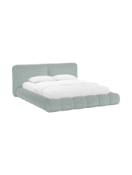 Design Polsterbett „Solange“ mit Ablagefach - Chenille Hellblau Chosen by Bloomingloft