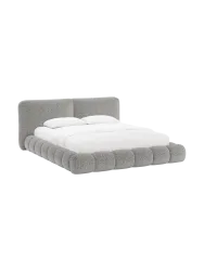 Design Polsterbett „Solange“ mit Ablagefach - Chenille Hellgrau Chosen by Bloomingloft