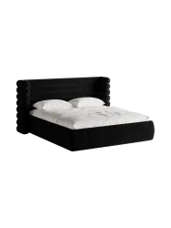 Design Polsterbett „Mount“ mit Ablagefach - Samt Schwarz Chosen by Bloomingloft