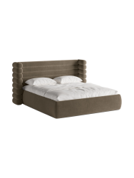 Design Polsterbett „Mount“ mit Ablagefach - Samt Greige Chosen by Bloomingloft