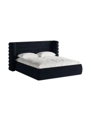 Design Polsterbett „Mount“ mit Ablagefach - Samt Dunkelgrau Chosen by Bloomingloft