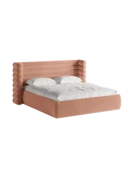 Design Polsterbett „Mount“ mit Ablagefach - Samt Rosa Chosen by Bloomingloft