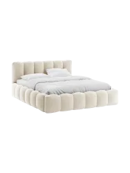 Design Polsterbett „Lupine“ mit Ablagefach - Samt Light Beige Chosen by Bloomingloft