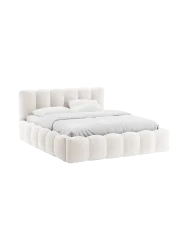 Design Polsterbett „Lupine“ mit Ablagefach - Bouclé Weiss Chosen by Bloomingloft