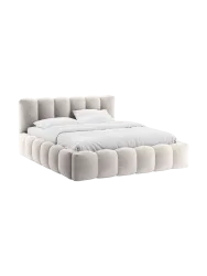 Design Polsterbett „Lupine“ mit Ablagefach - Bouclé Hellgrau Chosen by Bloomingloft