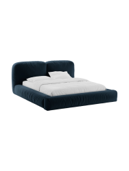 Design Polsterbett „Martina“ mit Ablagefach, Samt Petrol dunkel Micadoni