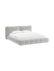 Design Polsterbett „Solange“ mit Ablagefach - Samt Hellgrau Chosen by Bloomingloft