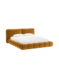 Design Polsterbett „Solange“ mit Ablagefach - Samt Mustard Chosen by Bloomingloft
