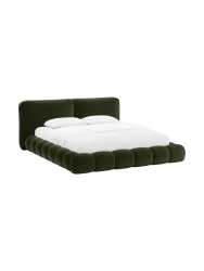 Design Polsterbett „Solange“ mit Ablagefach - Samt Armeegrün Chosen by Bloomingloft