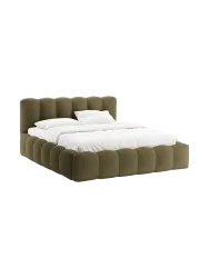 Design Polsterbett „Lupine“ mit Ablagefach - Strukturstoff Grün Chosen by Bloomingloft