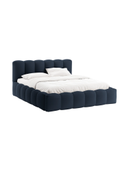Design Polsterbett „Lupine“ mit Ablagefach - Strukturstoff Dunkelblau Chosen by Bloomingloft