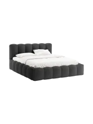Design Polsterbett „Lupine“ mit Ablagefach - Strukturstoff Anthrazit Chosen by Bloomingloft