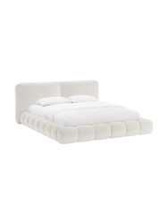 Design Polsterbett „Solange“ mit Ablagefach - Teddy Chenille Light Beige Chosen by Bloomingloft