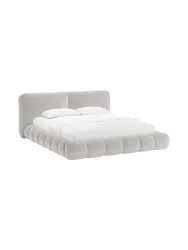 Design Polsterbett „Solange“ mit Ablagefach - Teddy Chenille Beige Chosen by Bloomingloft