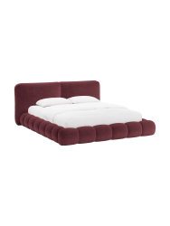 Design Polsterbett „Solange“ mit Ablagefach - Teddy Chenille Kirschrot Chosen by Bloomingloft