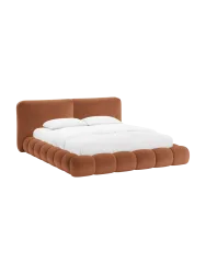 Design Polsterbett „Solange“ mit Ablagefach - Teddy Chenille Terracotta Chosen by Bloomingloft