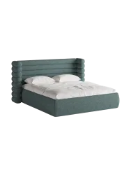 Design Polsterbett „Mount“ mit Ablagefach - Strukturstoff Türkis Chosen by Bloomingloft