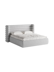 Design Polsterbett „Mount“ mit Ablagefach - Strukturstoff Hellgrau Chosen by Bloomingloft