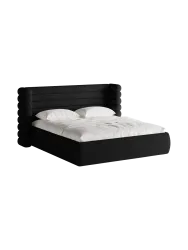 Design Polsterbett „Mount“ mit Ablagefach - Bouclé Schwarz Chosen by Bloomingloft