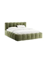 Design Polsterbett „Lupine“ mit Ablagefach - Chenille Hellgrün Chosen by Bloomingloft