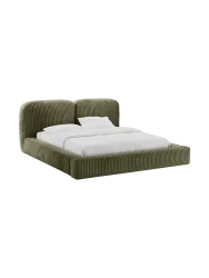 Design Polsterbett „Martina“ mit Ablagefach, Cord Moosgrün Micadoni