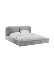 Design Polsterbett „Martina“ mit Ablagefach, Cord Hellgrau Micadoni