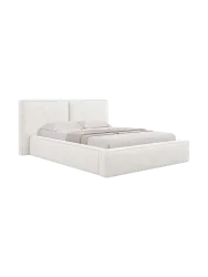 Design Polsterbett „Jodie“ mit Ablagefach - Bouclé Weiss Chosen by Bloomingloft