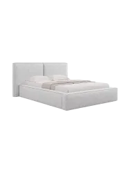 Design Polsterbett „Jodie“ mit Ablagefach - Bouclé Hellgrau Chosen by Bloomingloft