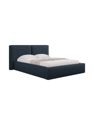Design Polsterbett „Jodie“ mit Ablagefach - Bouclé Dunkelblau Chosen by Bloomingloft