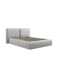 Design Polsterbett „Jodie“ mit Ablagefach - Strukturstoff Hellgrau Chosen by Bloomingloft