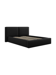 Design Polsterbett „Jodie“ mit Ablagefach - Strukturstoff Schwarz Chosen by Bloomingloft
