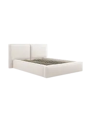 Design Polsterbett „Jodie“ mit Ablagefach - Strukturstoff Light Beige Chosen by Bloomingloft