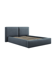 Design Polsterbett „Jodie“ mit Ablagefach - Strukturstoff Blau Chosen by Bloomingloft