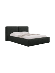 Design Polsterbett „Jodie“ mit Ablagefach - Bouclé Schwarz Chosen by Bloomingloft