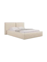 Design Polsterbett „Jodie“ mit Ablagefach - Bouclé Beige Chosen by Bloomingloft