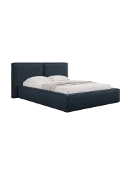 Design Polsterbett „Jodie“ mit Ablagefach - Bouclé Dunkelblau Chosen by Bloomingloft