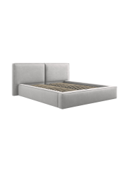 Design Polsterbett „Jodie“ mit Ablagefach - Strukturstoff Hellgrau Chosen by Bloomingloft