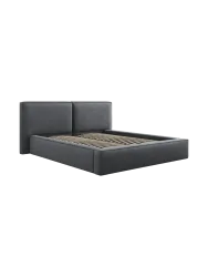 Design Polsterbett „Jodie“ mit Ablagefach - Strukturstoff Dunkelgrau Chosen by Bloomingloft