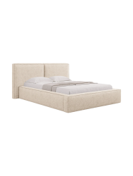 Design Polsterbett „Jodie“ mit Ablagefach - Bouclé Beige Chosen by Bloomingloft